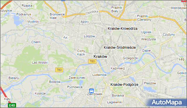 mapa Krakowa, Kraków na mapie Targeo