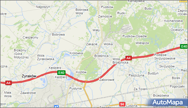 mapa Brzeźnica gmina Dębica, Brzeźnica gmina Dębica na mapie Targeo