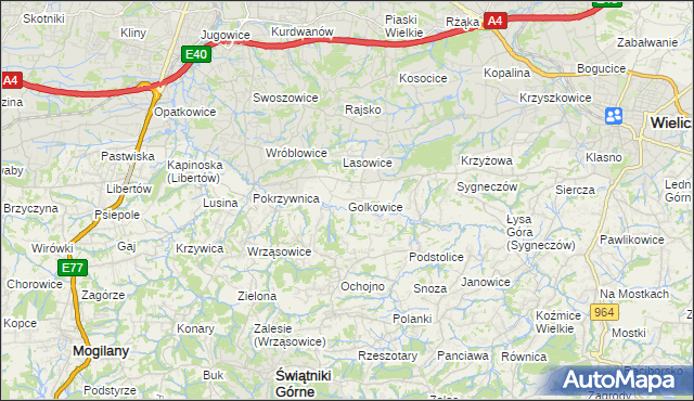 mapa Golkowice, Golkowice na mapie Targeo