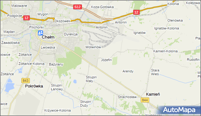 mapa Józefin gmina Kamień, Józefin gmina Kamień na mapie Targeo