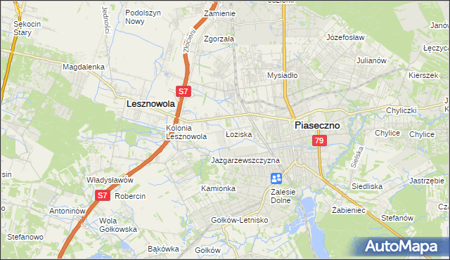 mapa Łoziska, Łoziska na mapie Targeo