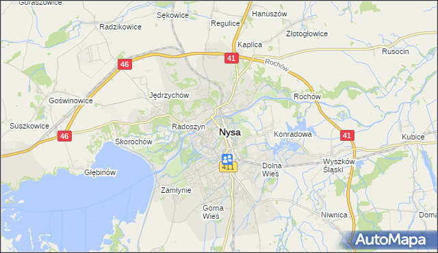 mapa Nysy, Nysa na mapie Targeo