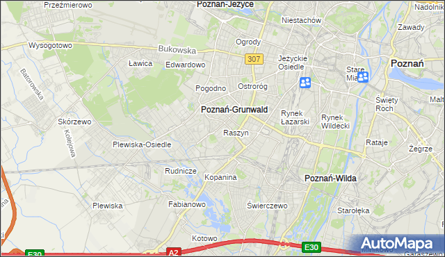 mapa Raszyn gmina Poznań, Raszyn gmina Poznań na mapie Targeo