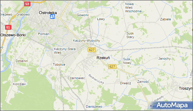 mapa Rzekuń, Rzekuń na mapie Targeo