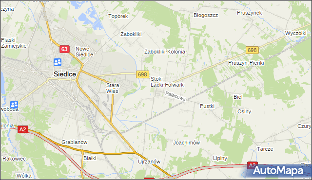 mapa Stok Lacki, Stok Lacki na mapie Targeo