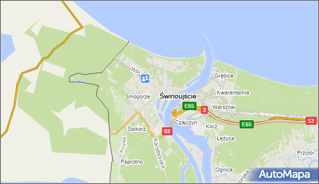 mapa Świnoujście, Świnoujście na mapie Targeo