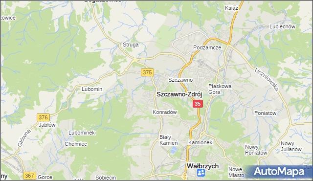 mapa Szczawno-Zdrój, Szczawno-Zdrój na mapie Targeo