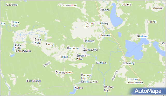 mapa Zamczyska, Zamczyska na mapie Targeo