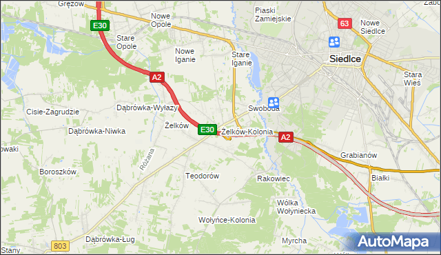 mapa Żelków-Kolonia, Żelków-Kolonia na mapie Targeo
