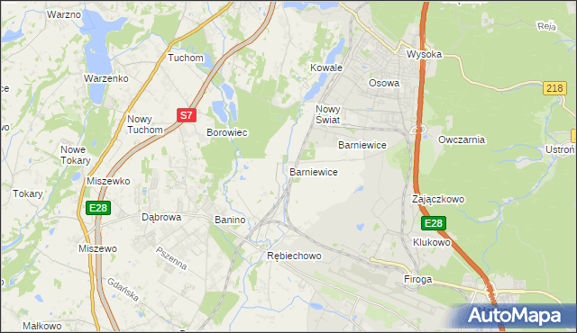 mapa Barniewice, Barniewice na mapie Targeo