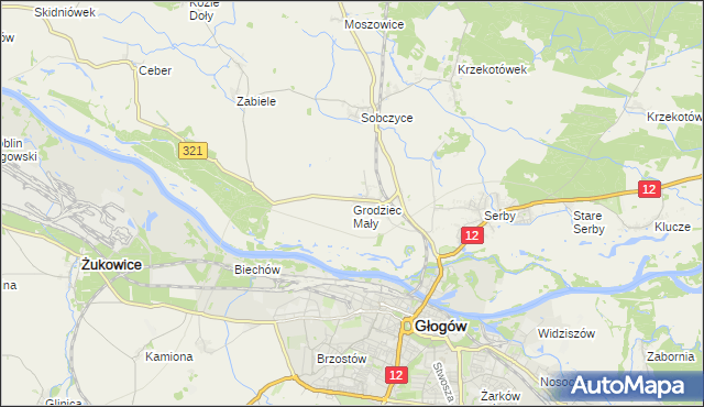 mapa Grodziec Mały, Grodziec Mały na mapie Targeo