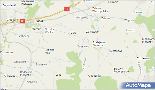 mapa Józefowo gmina Piaski, Józefowo gmina Piaski na mapie Targeo