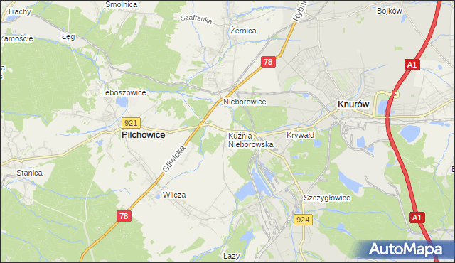 mapa Kuźnia Nieborowska, Kuźnia Nieborowska na mapie Targeo