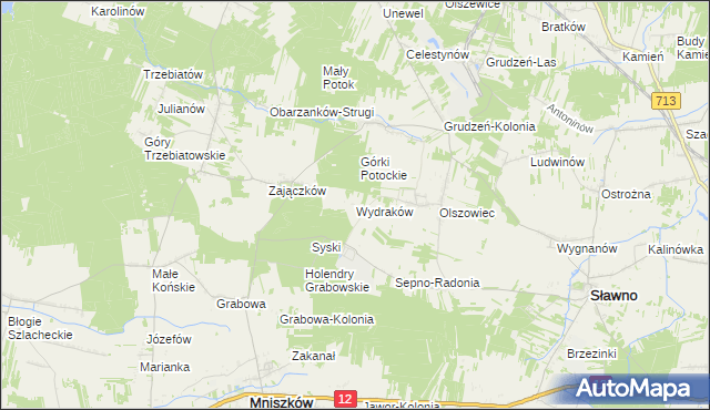 mapa Wydraków, Wydraków na mapie Targeo