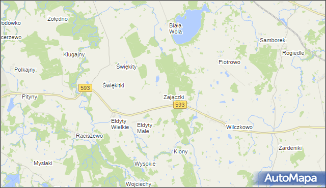 mapa Zajączki gmina Lubomino, Zajączki gmina Lubomino na mapie Targeo