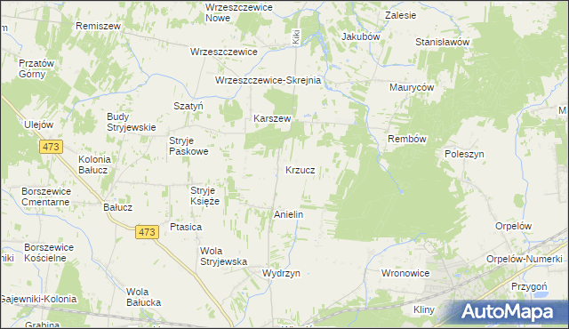 mapa Krzucz, Krzucz na mapie Targeo