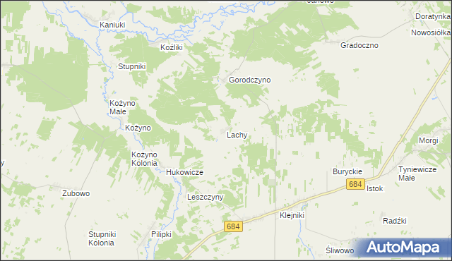 mapa Lachy, Lachy na mapie Targeo