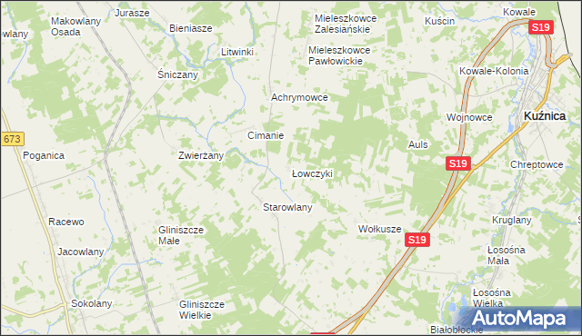 mapa Łowczyki, Łowczyki na mapie Targeo