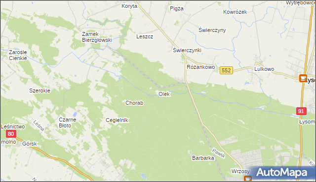 mapa Olek gmina Łysomice, Olek gmina Łysomice na mapie Targeo