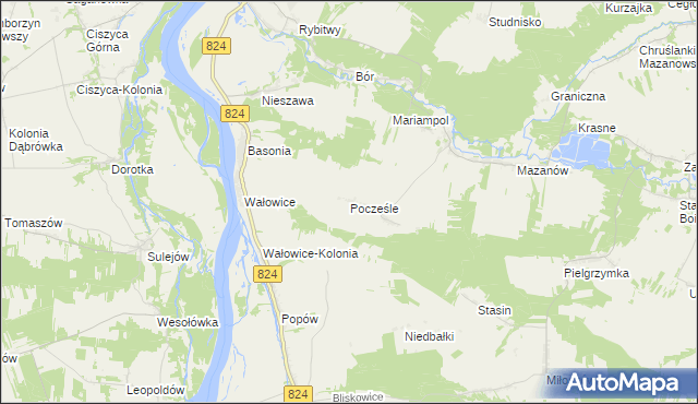 mapa Pocześle, Pocześle na mapie Targeo