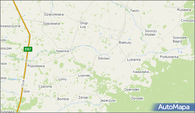mapa Sitkowo, Sitkowo na mapie Targeo