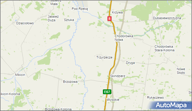 mapa Trzyrzecze, Trzyrzecze na mapie Targeo