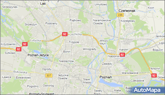 mapa Winogrady, Winogrady na mapie Targeo