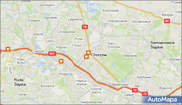 mapa Chorzów, Chorzów na mapie Targeo