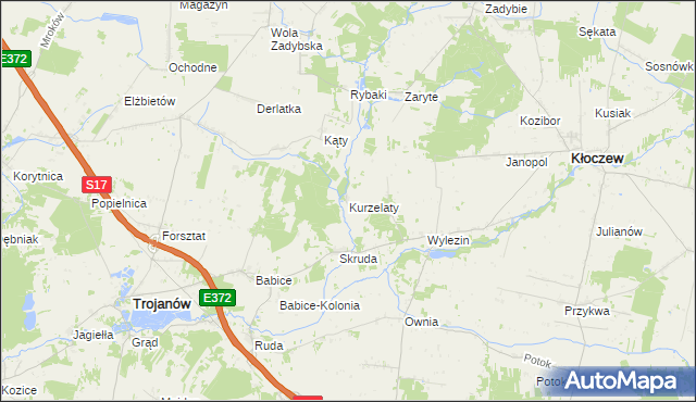 mapa Kurzelaty, Kurzelaty na mapie Targeo