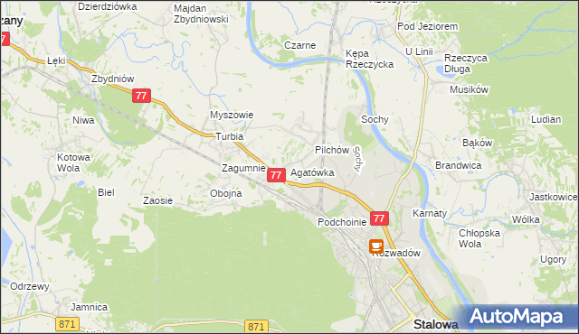 mapa Agatówka gmina Zaleszany, Agatówka gmina Zaleszany na mapie Targeo