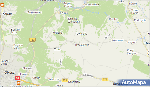mapa Braciejówka, Braciejówka na mapie Targeo