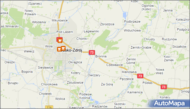 mapa Bronina, Bronina na mapie Targeo