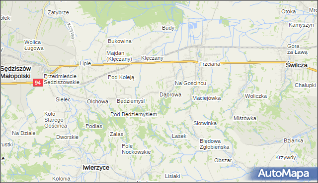 mapa Dąbrowa gmina Świlcza, Dąbrowa gmina Świlcza na mapie Targeo