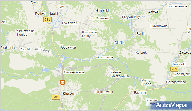 mapa Golczowice gmina Klucze, Golczowice gmina Klucze na mapie Targeo