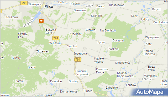 mapa Kąpiołki, Kąpiołki na mapie Targeo