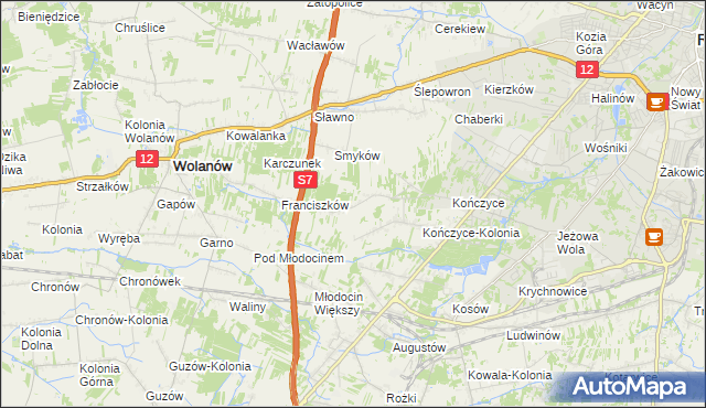 mapa Podlesie gmina Wolanów, Podlesie gmina Wolanów na mapie Targeo