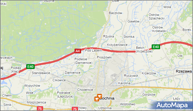 mapa Proszówki, Proszówki na mapie Targeo