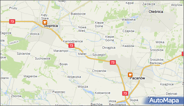 mapa Szczeglin gmina Stopnica, Szczeglin gmina Stopnica na mapie Targeo
