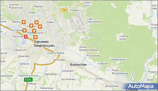 mapa Wólka Bodzechowska, Wólka Bodzechowska na mapie Targeo