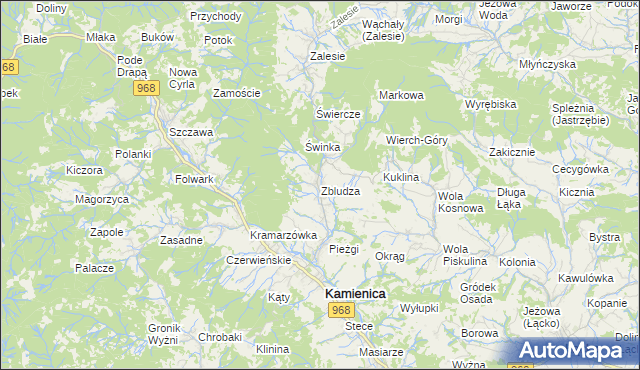 mapa Zbludza, Zbludza na mapie Targeo