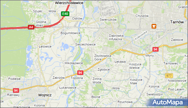 mapa Zbylitowska Góra, Zbylitowska Góra na mapie Targeo