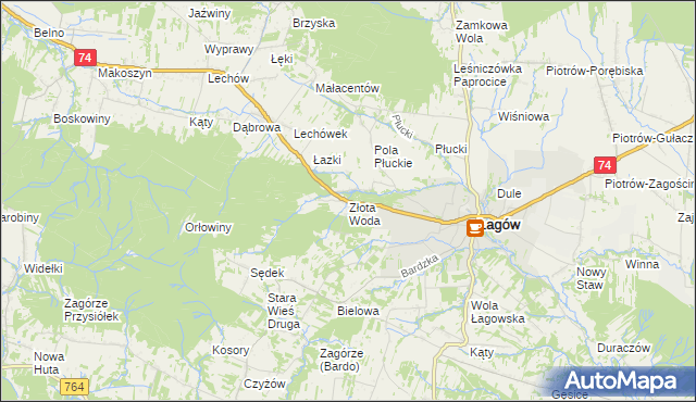 mapa Złota Woda, Złota Woda na mapie Targeo