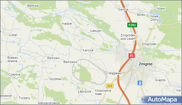 mapa Bychowo gmina Żmigród, Bychowo gmina Żmigród na mapie Targeo