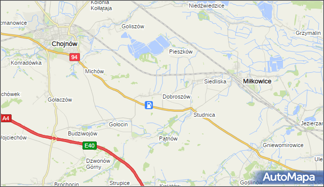mapa Dobroszów gmina Chojnów, Dobroszów gmina Chojnów na mapie Targeo