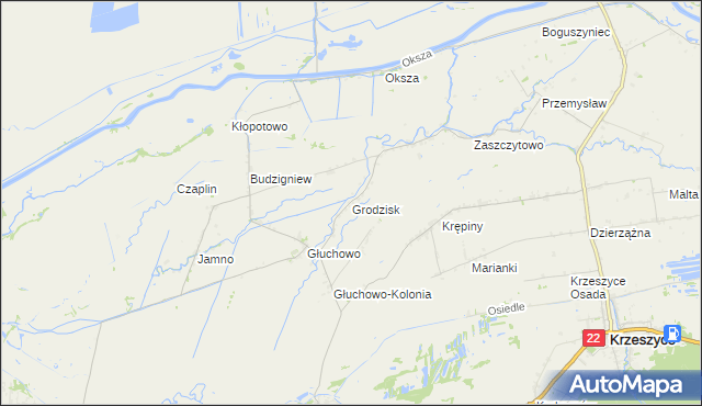 mapa Grodzisk gmina Słońsk, Grodzisk gmina Słońsk na mapie Targeo