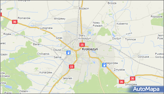 mapa Krotoszyna, Krotoszyn na mapie Targeo