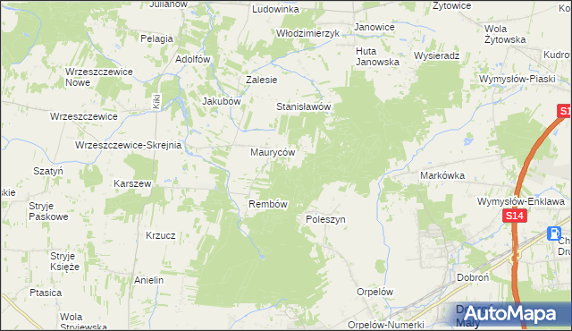 mapa Marianów gmina Wodzierady, Marianów gmina Wodzierady na mapie Targeo