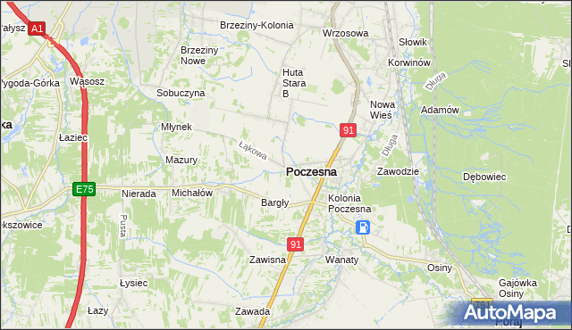 mapa Poczesna, Poczesna na mapie Targeo