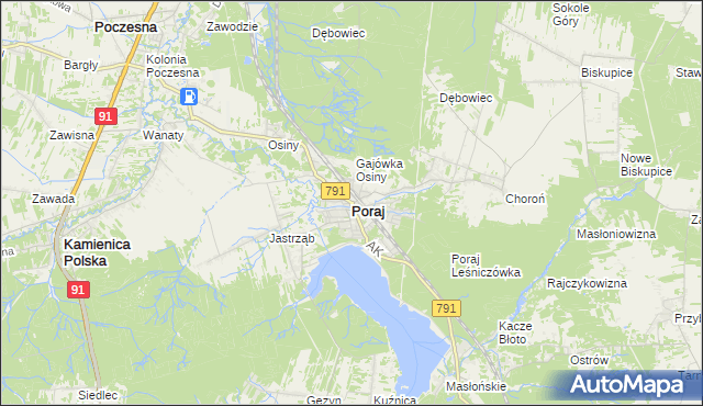 mapa Poraj powiat myszkowski, Poraj powiat myszkowski na mapie Targeo