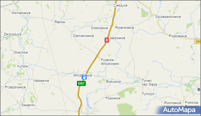 mapa Pustków Wilczkowski, Pustków Wilczkowski na mapie Targeo